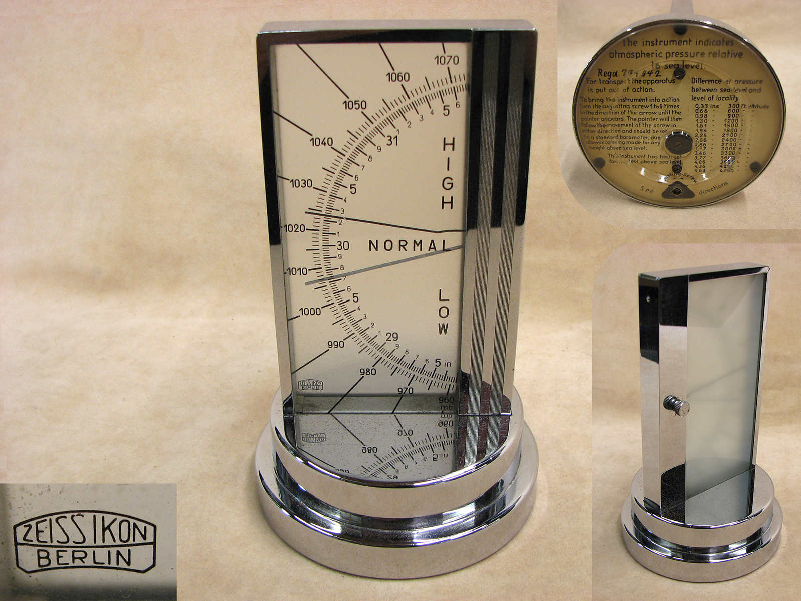 Rare 1930's Zeiss Ikon Art Deco period desk barometer